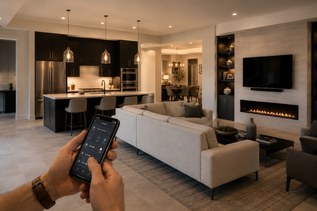 Upscale modern smart home living room